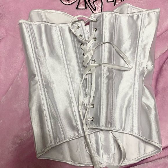 White Satin Corset Top - Picture 9 of 9